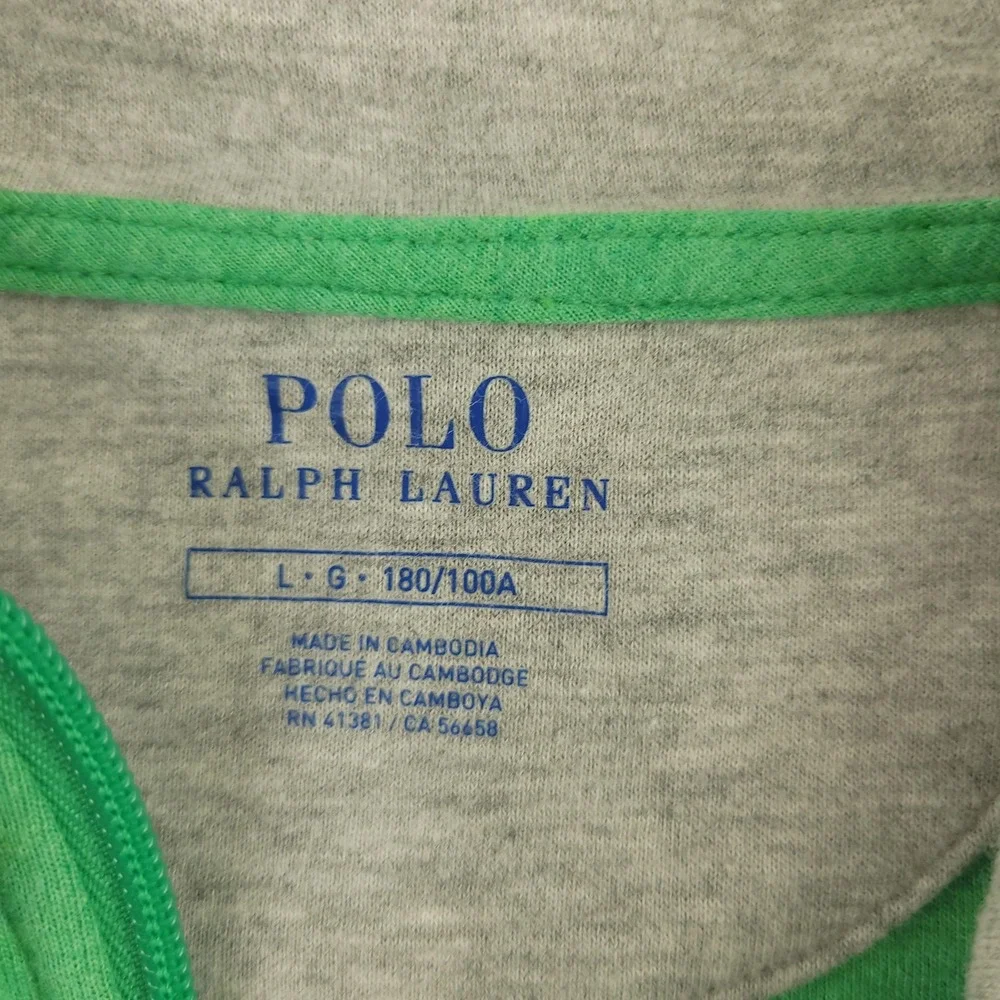 Polo Ralph Lauren Sweater Mens L Green Cotton Viscose 1/4 Zip Mock Neck Pullover